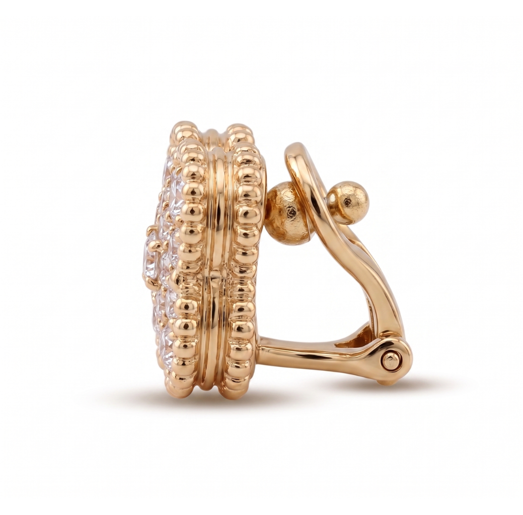 ARETES DE TREBOL CON ZIRCONIAS 18K