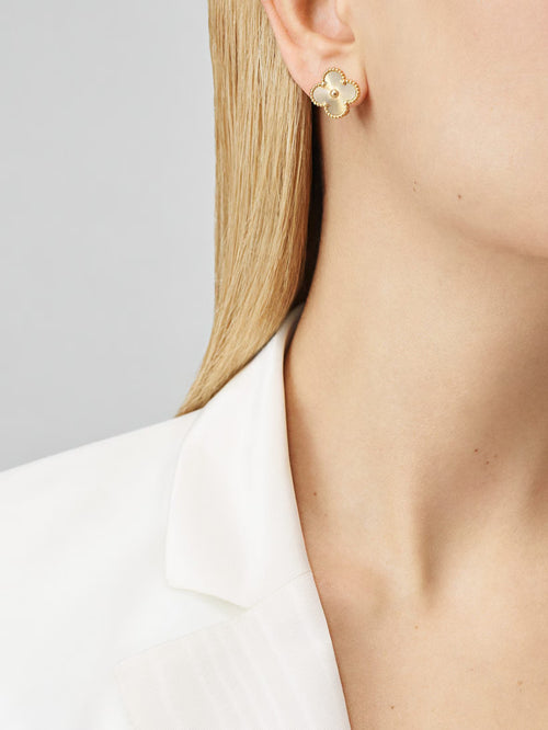 Pendientes Trébol De Cuatro Hojas Con Baño De Oro 18k