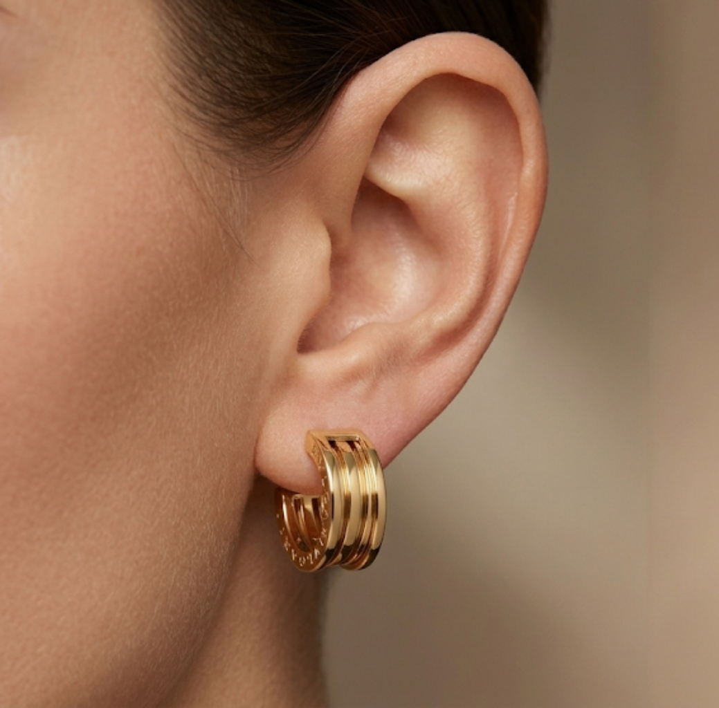 ARETES BVLG BAÑO DE ORO 18K