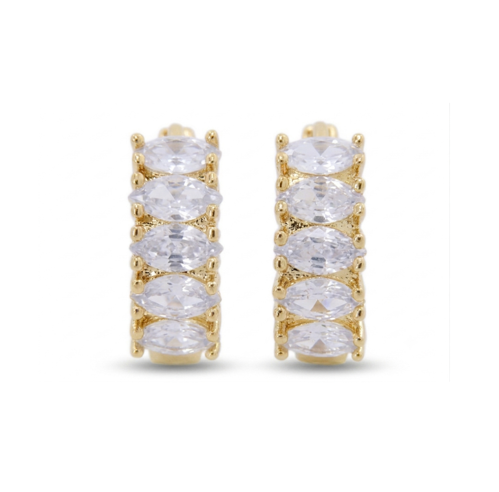 ARETES LV ZIRCONIA OVALADA BAÑO DE ORO 18K