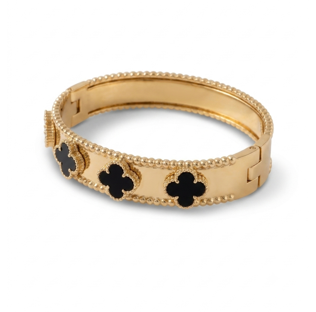 BRAZALETE TREBOL BAÑO DE ORO 18K
