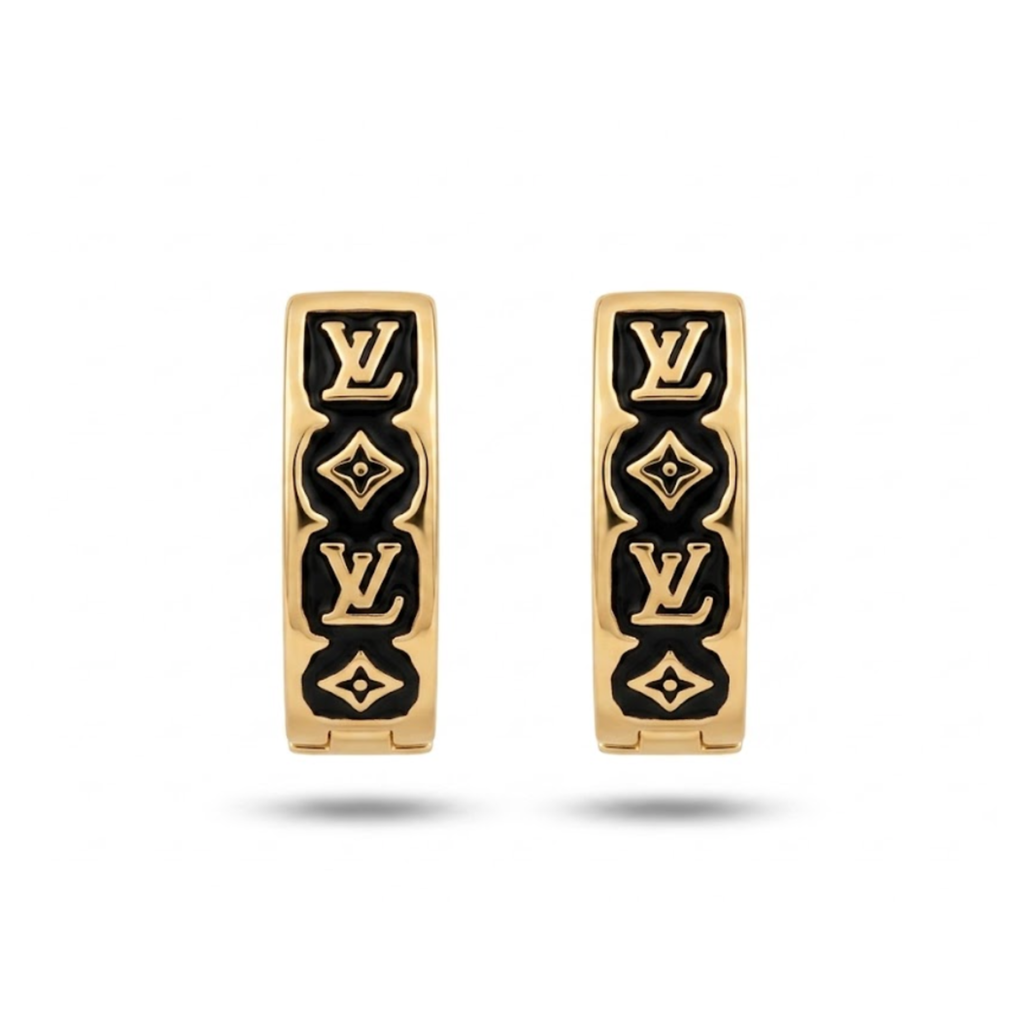 ARETES LV BAÑO DE ORO 18K