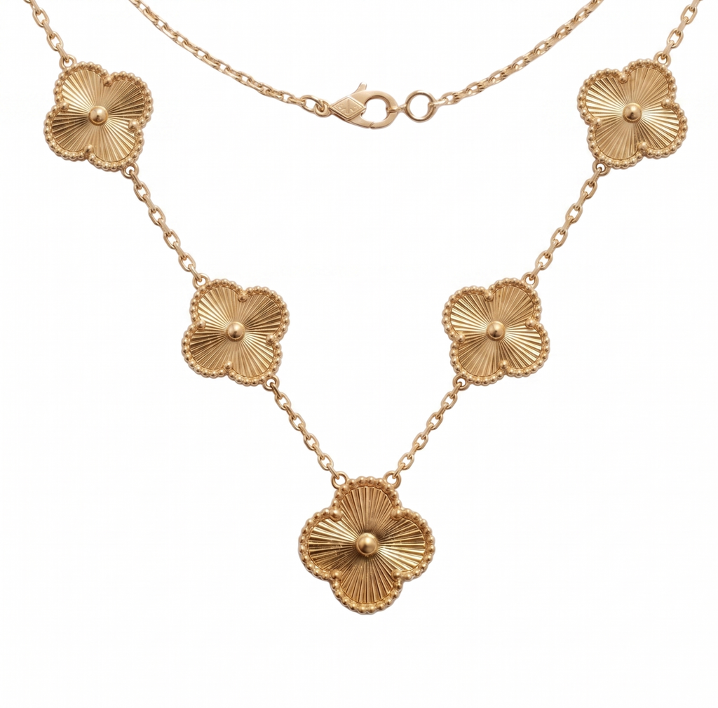 COLLAR TREBOLES BAÑO DE ORO 18K 50 CM