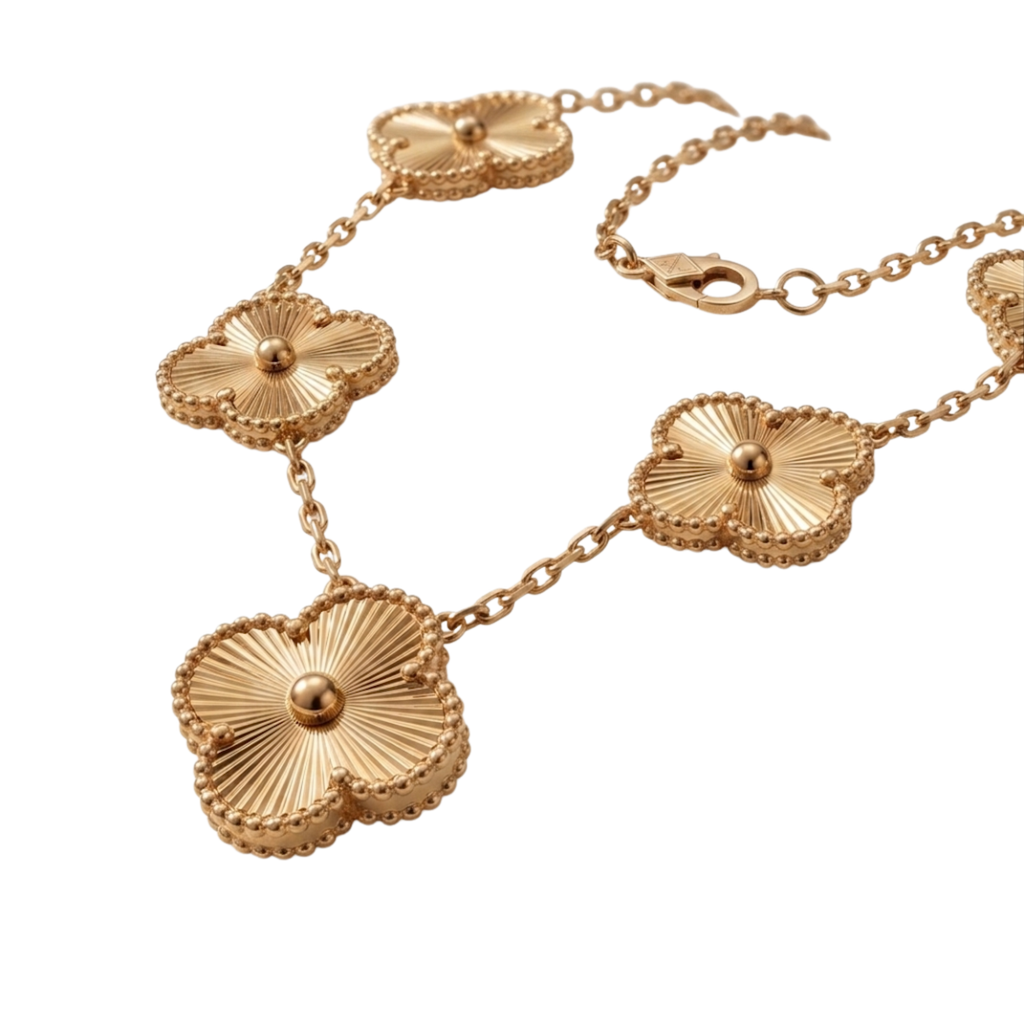 COLLAR TREBOLES BAÑO DE ORO 18K 50 CM