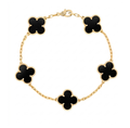 PULSERA TREBOL NEGRO BAÑO DE ORO 18K