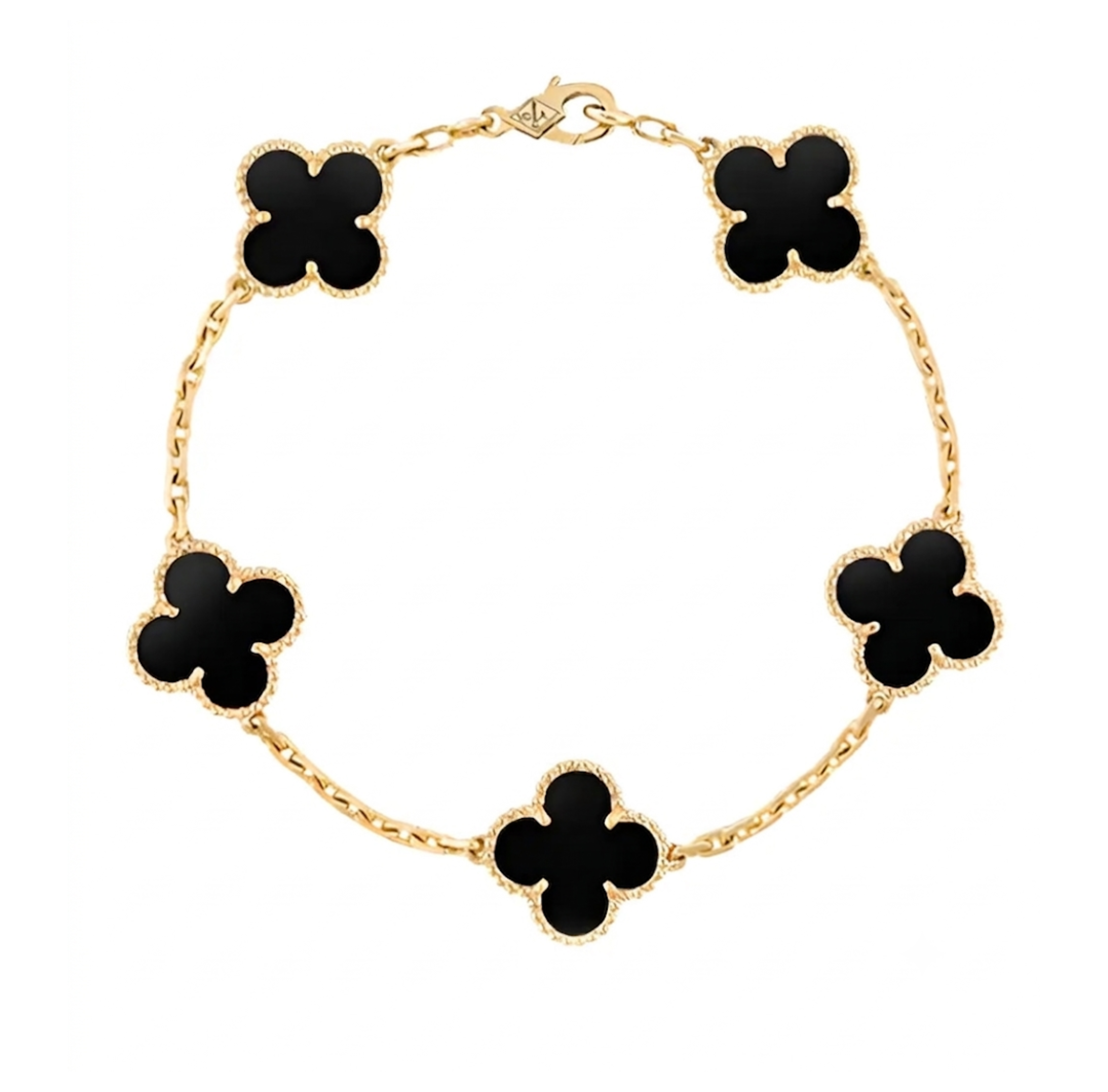 PULSERA TREBOL NEGRO BAÑO DE ORO 18K