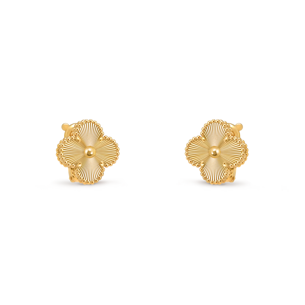 Pendientes Trébol De Cuatro Hojas Con Baño De Oro 18k